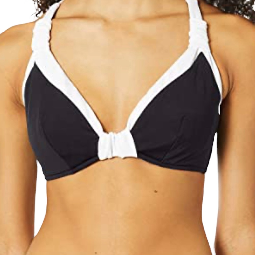 Seafolly BlockParty Black and White F Cup Halter Bikini Top 4